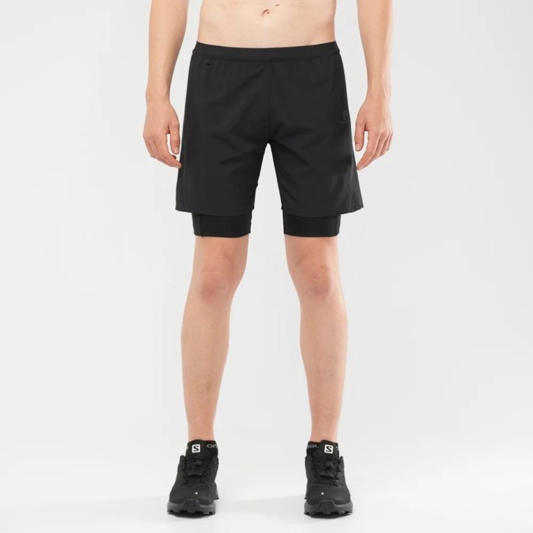 Black Salomon Cross Twinskin Men\'s Shorts | IE YT2168